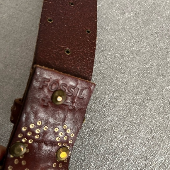 [Max40”]Fossil Mini studs men brown leather Belt - Picture 3 of 6